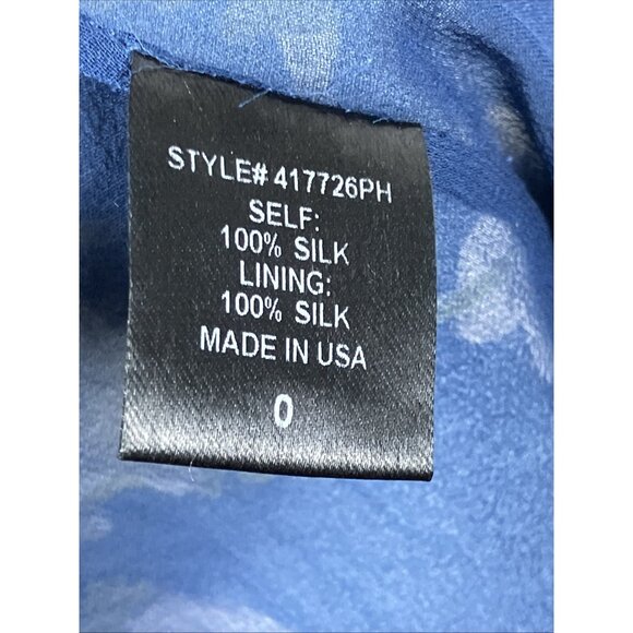 0 Adam Lippes Blue Floral Silk Dress Asian Lotus Print - Picture 4 of 5